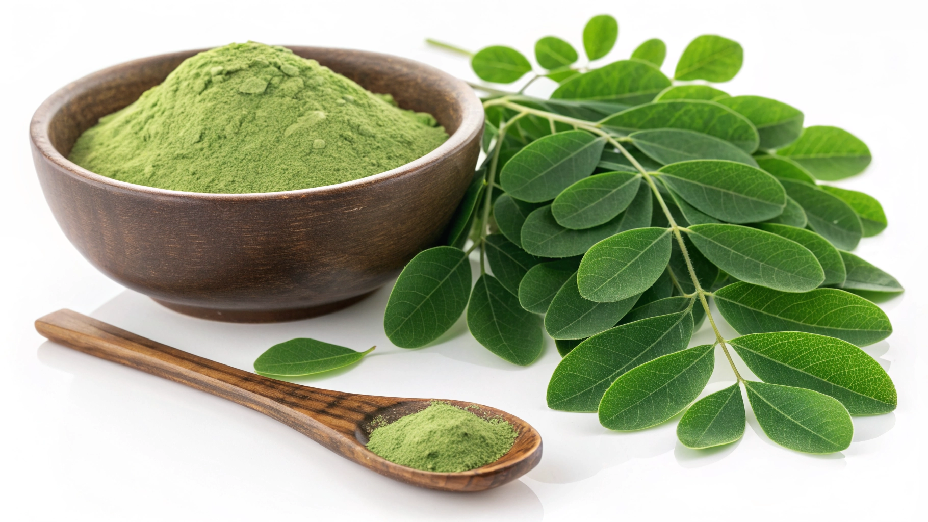 Fresh green Moringa leaves showcasing rich nutrient density